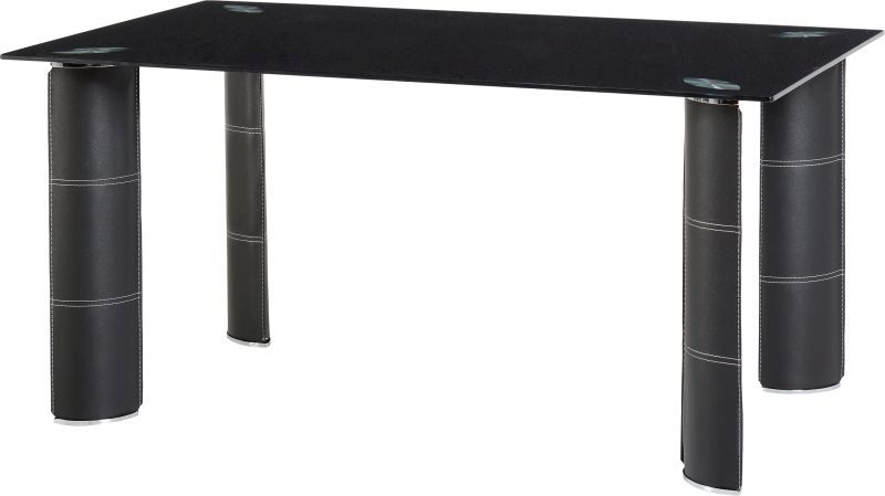 Bradford Dining Table in Black Glass\Chrome\Black PVC