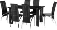 See more information about the Bradford Dining Set in Black Glass\Black\Chrome\Black PVC