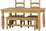 See more information about the Corona 5ft Dining Set With 4ft Bench And 2 Chairs in Distressed Waxed Pine