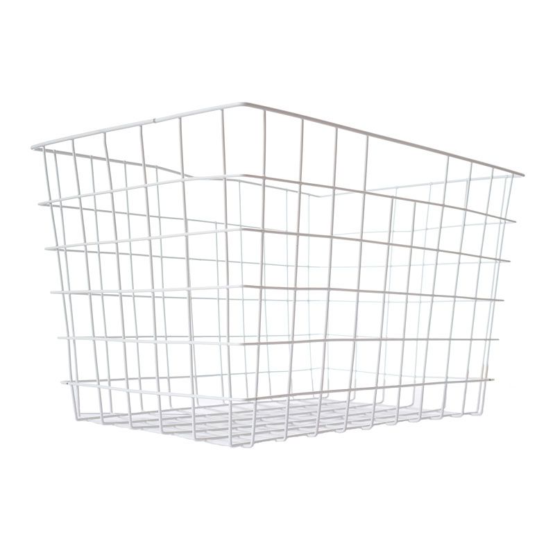 Rectangle Wire Metal Basket (White)