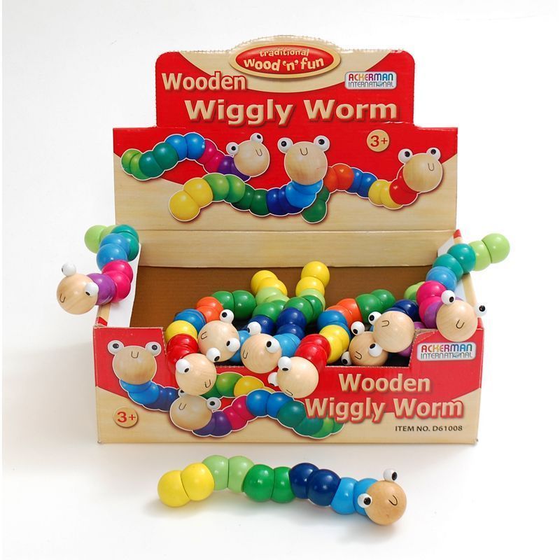 Wooden Wiggly Worm Toy