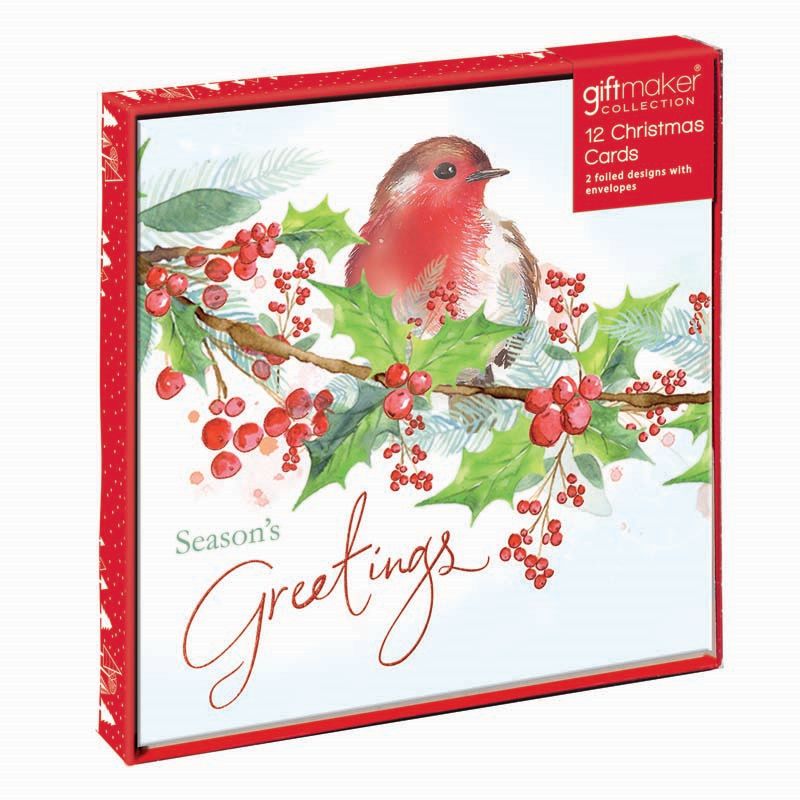 Christmas Cards Robins 12 Pack