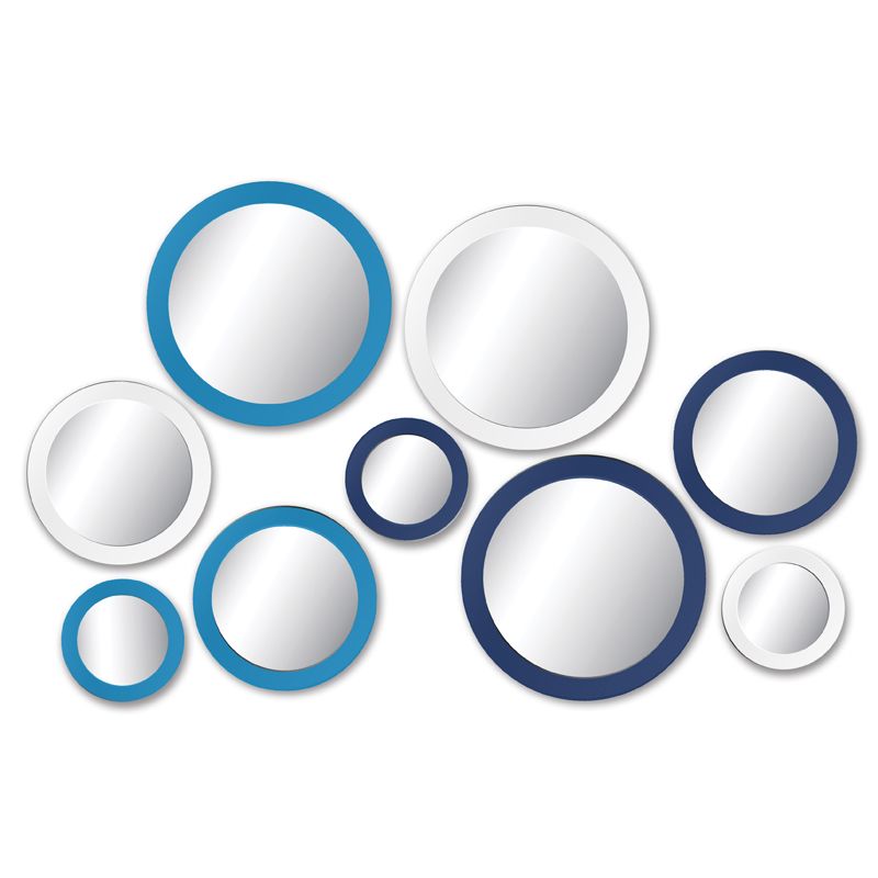 Retro Blue 9 Piece Circles Mirrors