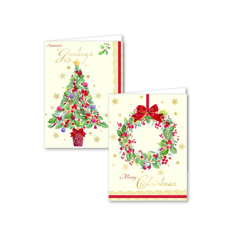 12 Christmas Cards (Tree and Wreath)