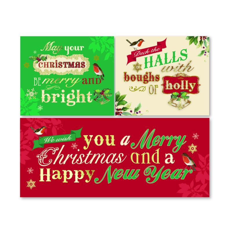 12 Christmas Cards Assorted Shapes (Script Design)