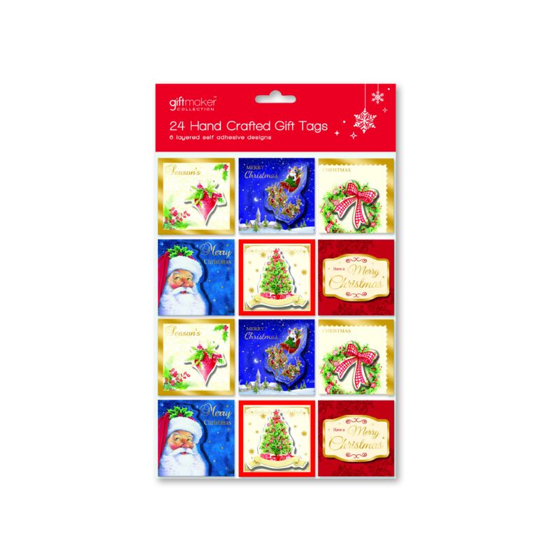 24 Layered Hand Crafted Christmas Gift Tags (Traditional)