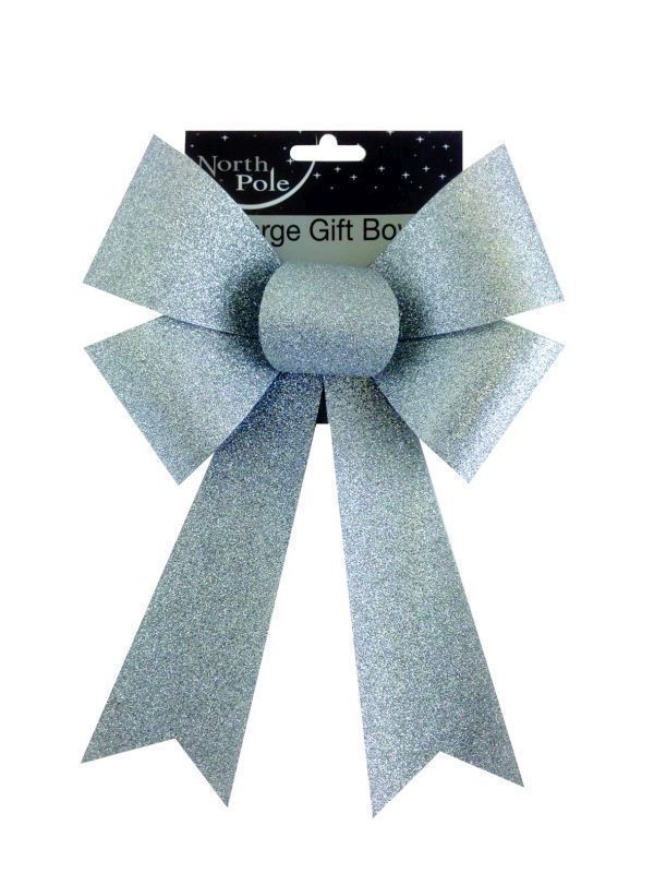 Large Silver Glitter Bow