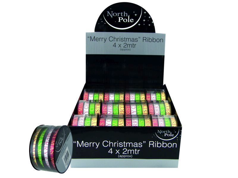 4Pc Merry Xmas Ribbon