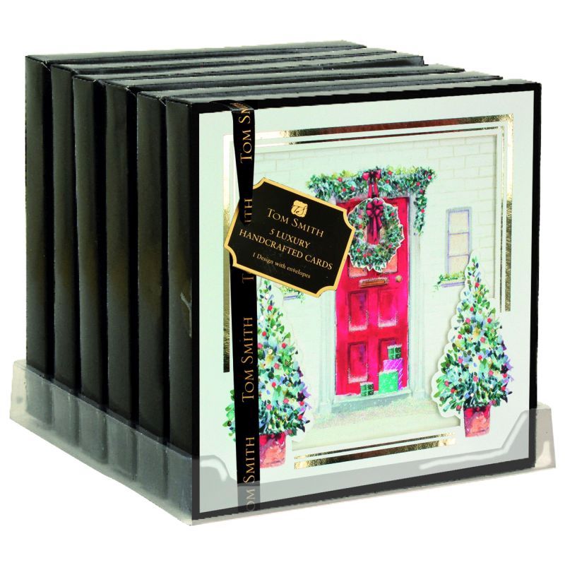 5 Luxury Handcrafted Christmas Cards (Red Front Door)