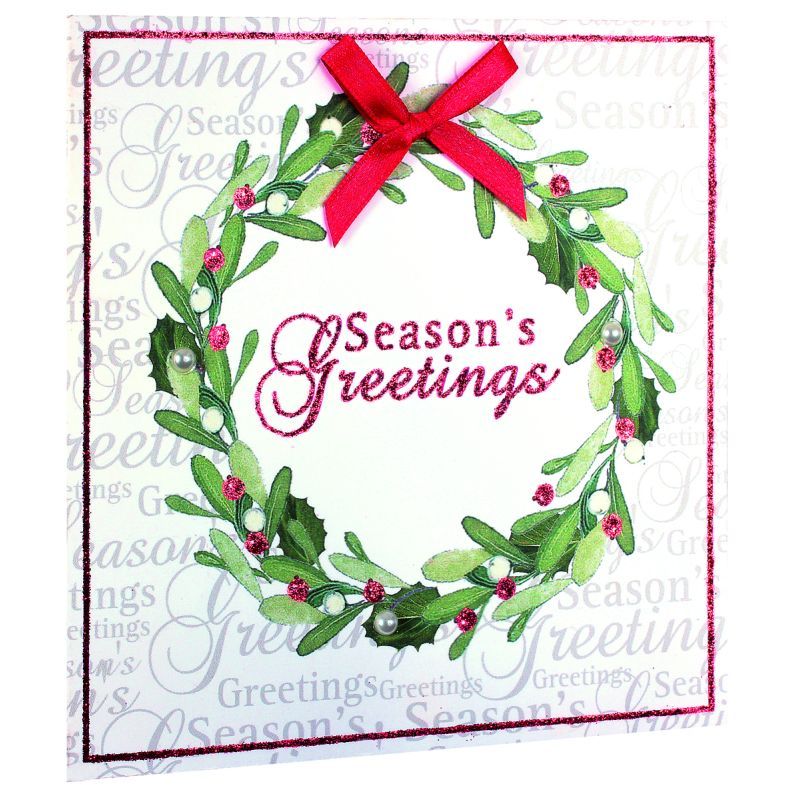 5 Handmade Christmas Cards (Traditional Wreath and Script)