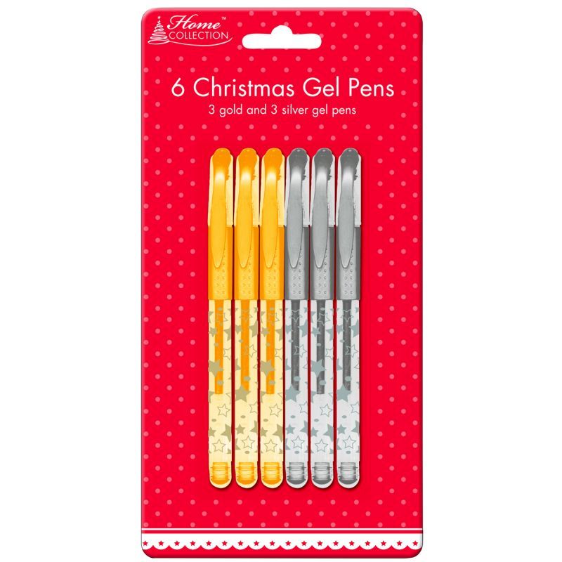 6 Christmas Gel Pens (Gold/Silver)